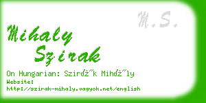 mihaly szirak business card